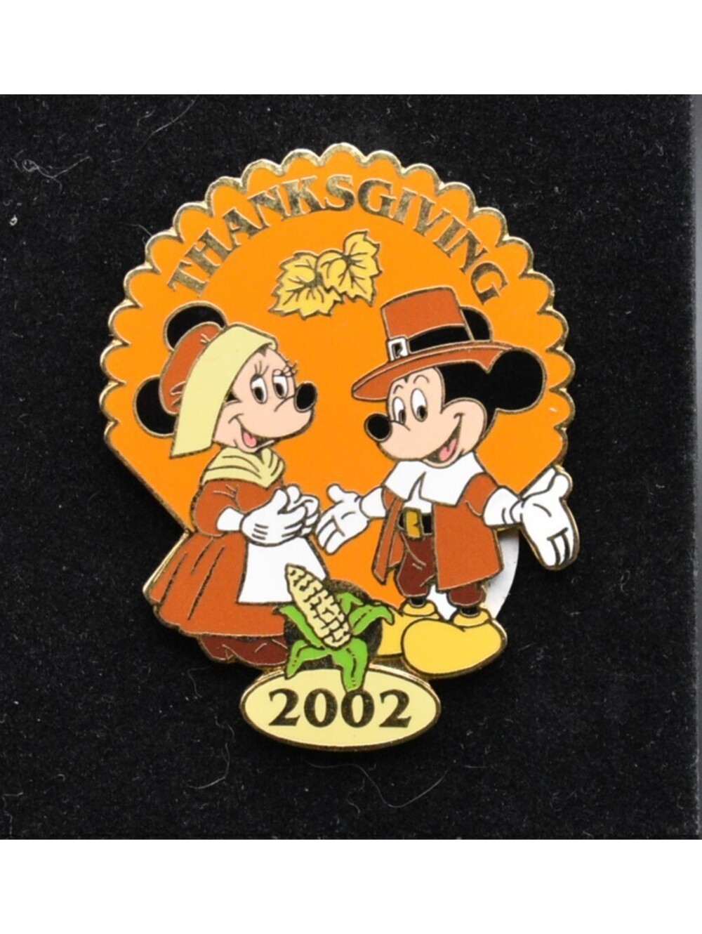 Disney DLR Cast Member Thanksgiving 2002 Mickey & Minnie Pilgrims Corn Pin (C9)